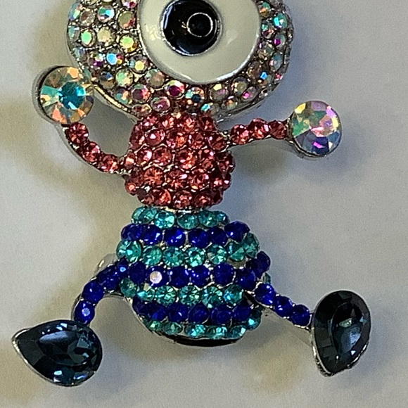 Pink and Blue Rhinestone Cartoon looking Ant Brooch/Pendant - Picture 8 of 8